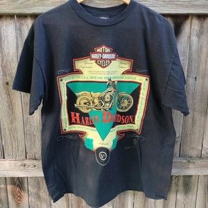 Vintage Single Stitched Harley Davidson Softail Print T Shirt Size XL